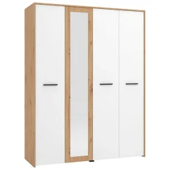 Altri Guardaroba > Dmora Guardaroba Grande Bianco Opaco Marrone Rovere Nodi Appendiabiti 6 Ripiani 262.5x224h cm, 3 Ante - Carasco Marrone Rovere Nodi, Bianco Opaco