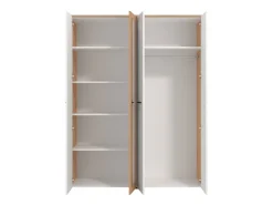 Guardaroba Grande Bianco Opaco Marrone Rovere Nodi Appendiabiti 5 Ripiani 157.5x203.5h cm, 4 Ante - Monvalle