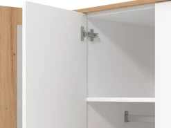Guardaroba Grande Bianco Opaco Marrone Rovere Nodi Appendiabiti 5 Ripiani 157.5x203.5h cm, 4 Ante - Monvalle