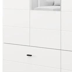 Altri Guardaroba > Dmora Guardaroba Grande Bianco Opaco Nero 4 Ripiani un Cassetto 155x208h cm, Appendiabiti - Omete Nero, Bianco Opaco