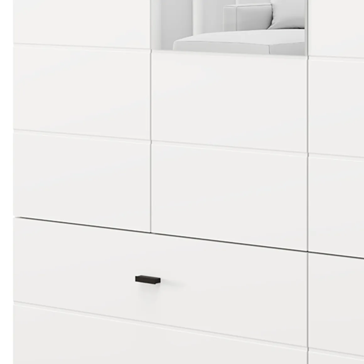 Altri Guardaroba > Dmora Guardaroba Grande Bianco Opaco Nero 4 Ripiani un Cassetto 155x208h cm, Appendiabiti - Omete Nero, Bianco Opaco