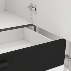 Guardaroba Grande Bianco Opaco Nero 6 Ripiani 2 Cassetti 155x208h cm, Appendiabiti - Watamu