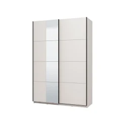 Altri Guardaroba > Dmora Guardaroba Grande Bianco Opaco Nero Appendiabiti 2 Ripiani 145.5x217.5h cm, Apertura Scorrevole - Tredozio Nero, Bianco Opaco