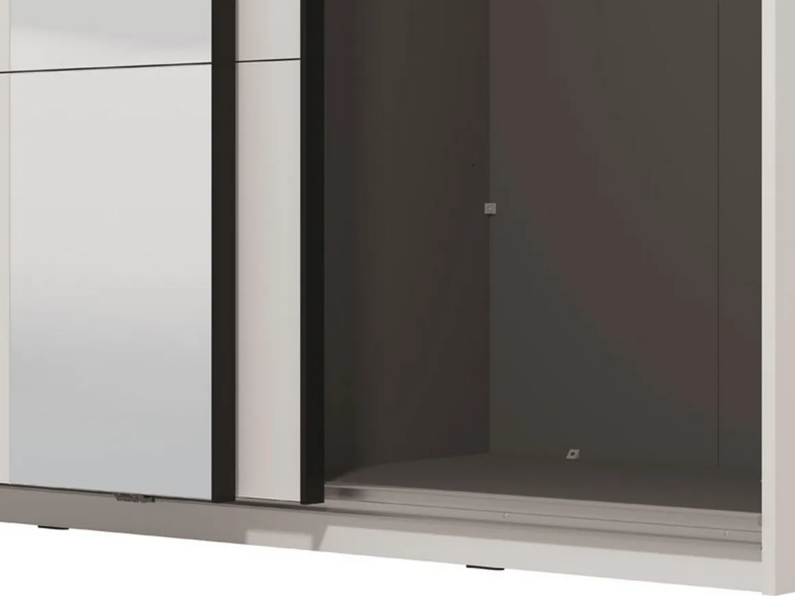 Guardaroba Grande Bianco Opaco Nero Appendiabiti 2 Ripiani 145.5x217.5h cm, Apertura Scorrevole - Pasturo