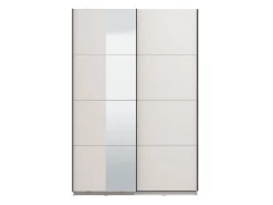 Guardaroba Grande Bianco Opaco Nero Appendiabiti 2 Ripiani 145.5x217.5h cm, Apertura Scorrevole - Pasturo