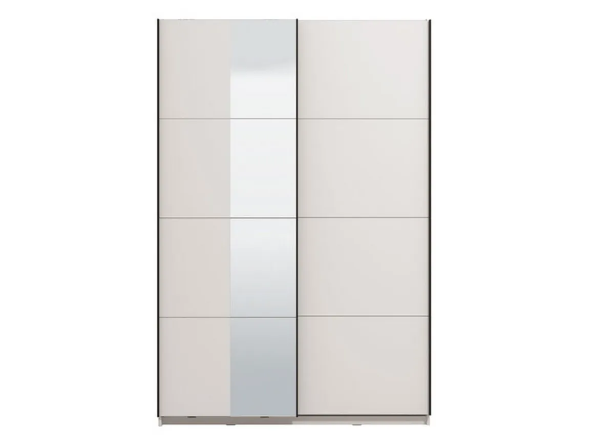 Guardaroba Grande Bianco Opaco Nero Appendiabiti 2 Ripiani 145.5x217.5h cm, Apertura Scorrevole - Pasturo