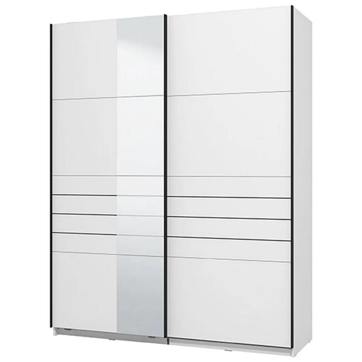 Altri Guardaroba > Dmora Guardaroba Grande Bianco Opaco Nero Appendiabiti 2 Ripiani 155x208h cm, 4 Vani - Soris Nero, Bianco Opaco