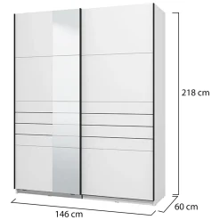 Altri Guardaroba > Dmora Guardaroba Grande Bianco Opaco Nero Appendiabiti 2 Ripiani 155x208h cm, 4 Vani - Soris Nero, Bianco Opaco
