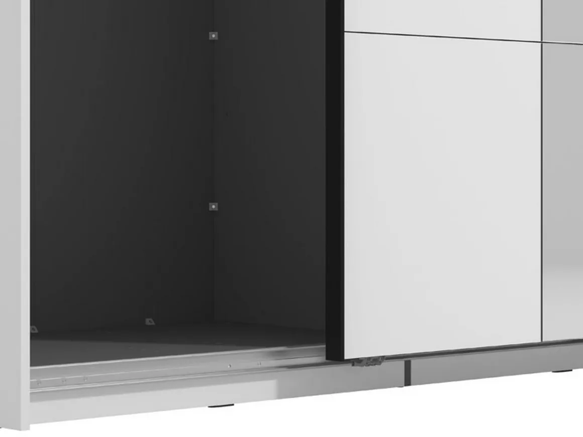 Altri Guardaroba > Dmora Guardaroba Grande Bianco Opaco Nero Appendiabiti 2 Ripiani 155x208h cm, 4 Vani - Soris Nero, Bianco Opaco