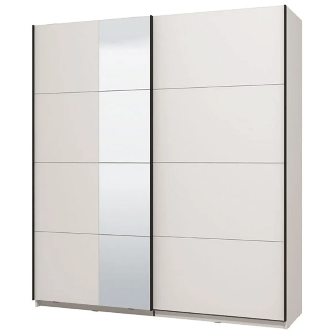 Guardaroba Grande Bianco Opaco Nero Appendiabiti 2 Ripiani 195x217.5h cm, Apertura Scorrevole - Porlezza