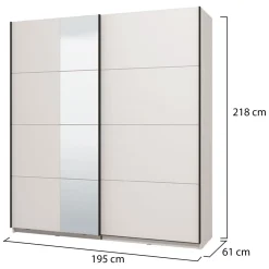 Guardaroba Grande Bianco Opaco Nero Appendiabiti 2 Ripiani 195x217.5h cm, Apertura Scorrevole - Porlezza