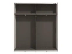 Guardaroba Grande Bianco Opaco Nero Appendiabiti 2 Ripiani 195x217.5h cm, Apertura Scorrevole - Porlezza