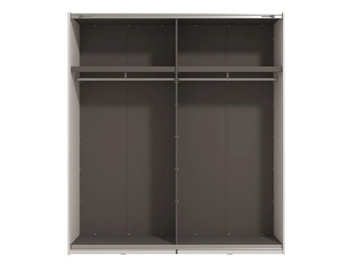 Guardaroba Grande Bianco Opaco Nero Appendiabiti 2 Ripiani 195x217.5h cm, Apertura Scorrevole - Porlezza