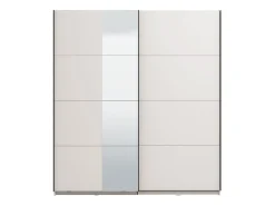 Guardaroba Grande Bianco Opaco Nero Appendiabiti 2 Ripiani 195x217.5h cm, Apertura Scorrevole - Porlezza