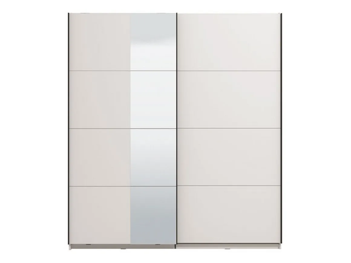 Guardaroba Grande Bianco Opaco Nero Appendiabiti 2 Ripiani 195x217.5h cm, Apertura Scorrevole - Porlezza