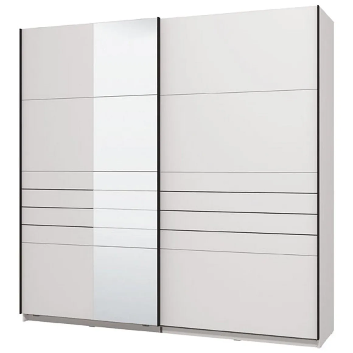 Altri Guardaroba > Dmora Guardaroba Grande Bianco Opaco Nero Appendiabiti 2 Ripiani 245x217.5h cm, Apertura Scorrevole - Peio Nero, Bianco Opaco
