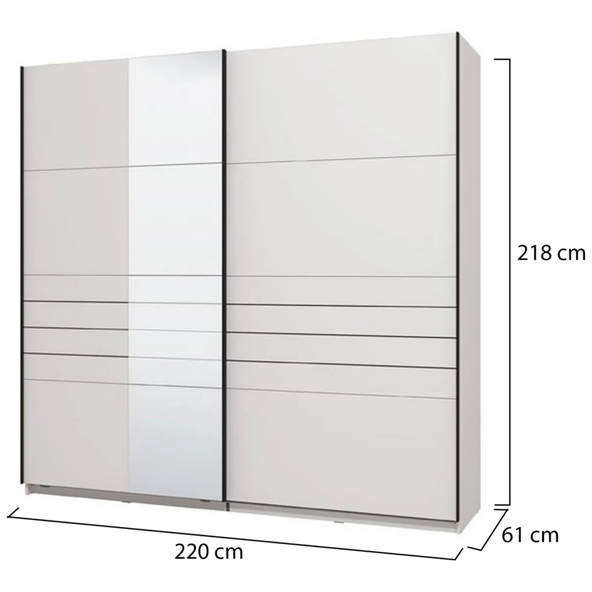 Altri Guardaroba > Dmora Guardaroba Grande Bianco Opaco Nero Appendiabiti 2 Ripiani 245x217.5h cm, Apertura Scorrevole - Peio Nero, Bianco Opaco