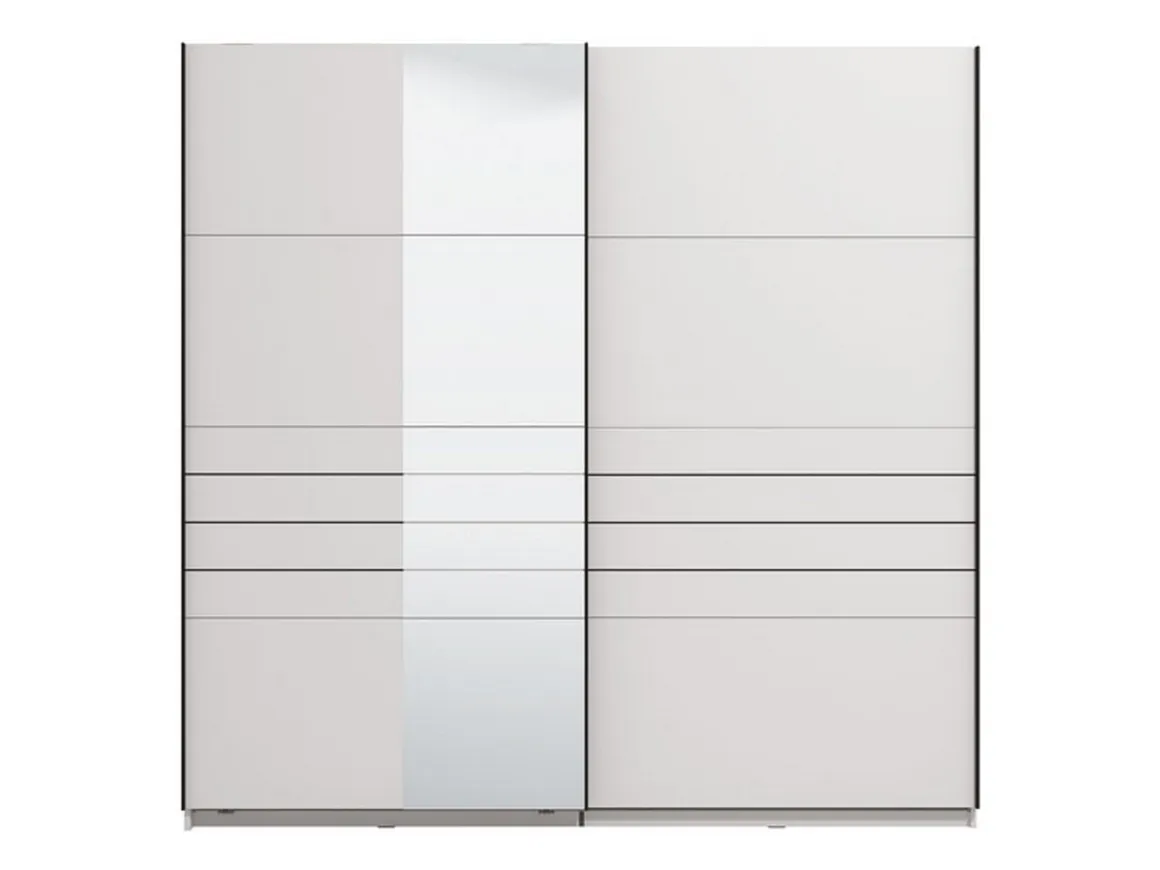 Altri Guardaroba > Dmora Guardaroba Grande Bianco Opaco Nero Appendiabiti 2 Ripiani 245x217.5h cm, Apertura Scorrevole - Peio Nero, Bianco Opaco