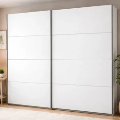 Altri Guardaroba > Dmora Guardaroba Grande Bianco Opaco Nero Appendiabiti 2 Ripiani 267x217h cm, Apertura Scorrevole - Tures Nero, Bianco Opaco