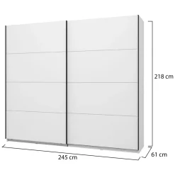 Guardaroba Grande Bianco Opaco Nero Appendiabiti 2 Ripiani 245x217.5h cm, Apertura Scorrevole - Salemi