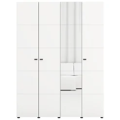 Guardaroba Grande Bianco Opaco Nero Appendiabiti 4 Ripiani 155x208h cm, 6 Vani - Ifrane