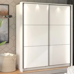 Altri Guardaroba > Dmora Guardaroba Grande Bianco Opaco Nero Appendiabiti 5 Ripiani 205x215.5h cm, 8 Vani - Orero Nero, Bianco Opaco