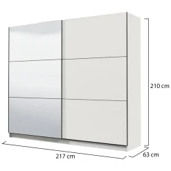 Guardaroba Grande Bianco Opaco Nero Appendiabiti 8 Ripiani 217x210h cm, Apertura Scorrevole - Soncino