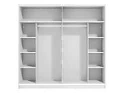 Guardaroba Grande Bianco Opaco Nero Appendiabiti 8 Ripiani 217x210h cm, Apertura Scorrevole - Soncino