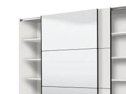 Guardaroba Grande Bianco Opaco Nero Appendiabiti 8 Ripiani 217x210h cm, Apertura Scorrevole - Soncino