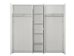 Guardaroba Grande Bianco Opaco Trasparente Appendiabiti 6 Ripiani 223.5x206h cm, 9 Vani - Martano