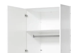 Guardaroba Grande Bianco Opaco Trasparente Appendiabiti 6 Ripiani 223.5x206h cm, 9 Vani - Martano