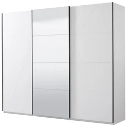 Altri Guardaroba > Dmora Guardaroba Grande Bianco Opaco Trasparente Appendiabiti 8 Ripiani 217x210h cm, Apertura Scorrevole - Galtelli Trasparente, Bianco Opaco
