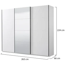 Altri Guardaroba > Dmora Guardaroba Grande Bianco Opaco Trasparente Appendiabiti 8 Ripiani 217x210h cm, Apertura Scorrevole - Galtelli Trasparente, Bianco Opaco