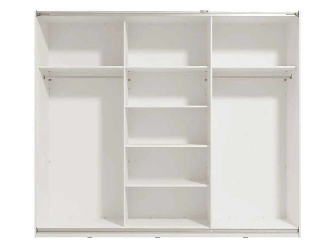 Altri Guardaroba > Dmora Guardaroba Grande Bianco Opaco Trasparente Appendiabiti 8 Ripiani 217x210h cm, Apertura Scorrevole - Galtelli Trasparente, Bianco Opaco