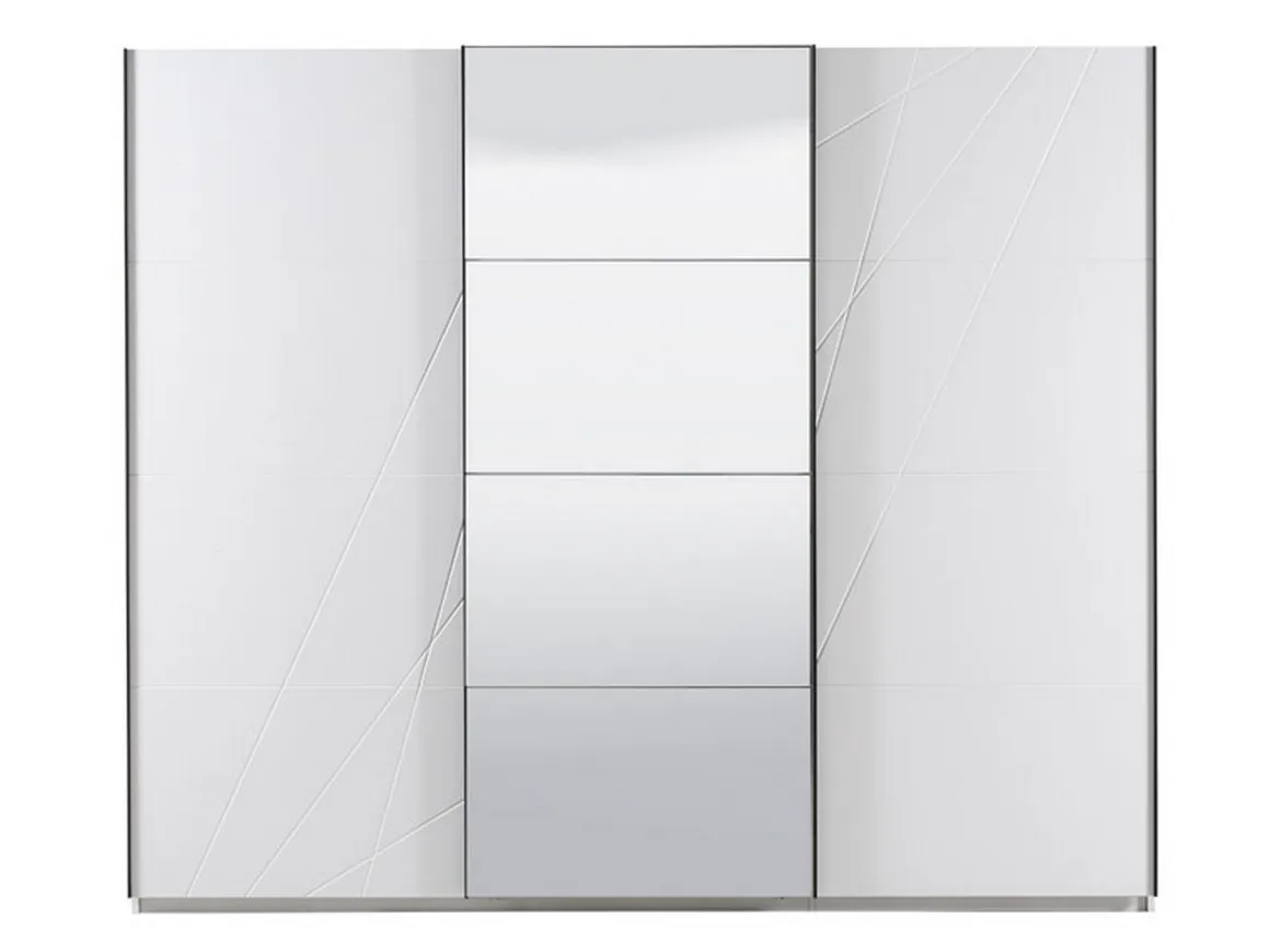 Altri Guardaroba > Dmora Guardaroba Grande Bianco Opaco Trasparente Appendiabiti 8 Ripiani 217x210h cm, Apertura Scorrevole - Galtelli Trasparente, Bianco Opaco