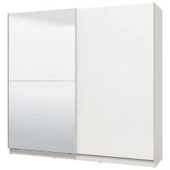 Altri Guardaroba > Dmora Guardaroba Grande Bianco Opaco Trasparente Appendiabiti 8 Ripiani 236.5x210h cm, Apertura Scorrevole - Sorgono Trasparente, Bianco Opaco