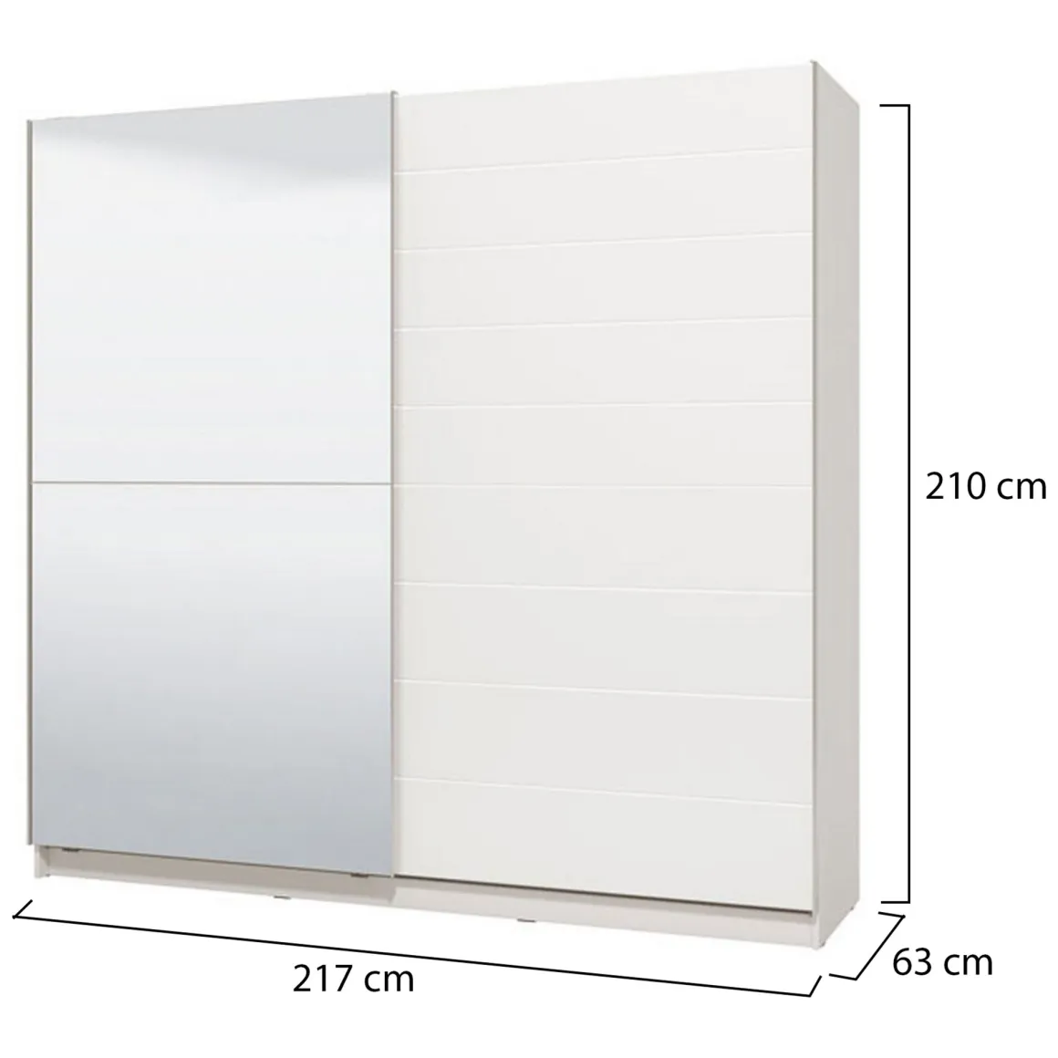 Guardaroba Grande Bianco Opaco Trasparente Appendiabiti 8 Ripiani 217x210h cm, Apertura Scorrevole - Valsinni
