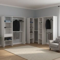 Altri Guardaroba > Dmora Guardaroba Grande 13 Ripiani Appendiabiti 369x187h cm, Modulabile - Comano Bianco