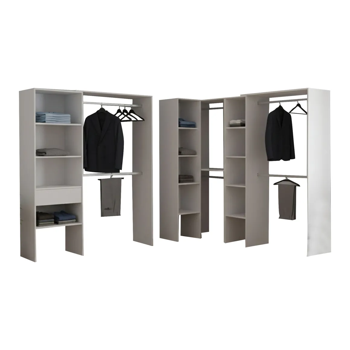 Altri Guardaroba > Dmora Guardaroba Grande 13 Ripiani Appendiabiti 369x187h cm, Modulabile - Comano Bianco
