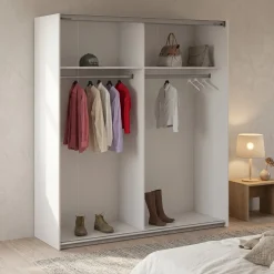 Altri Guardaroba > Dmora Guardaroba Grande 2 Ripiani Appendiabiti 51x204h cm, Cassetti - Holder Bianco