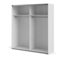 Guardaroba Grande Bianco 2 Ripiani Appendiabiti 182x200h cm, 4 Vani - Neive