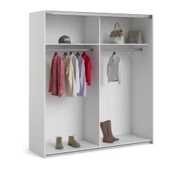 Guardaroba Grande Bianco 2 Ripiani Appendiabiti 182x200h cm, 4 Vani - Neive