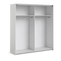 Guardaroba Grande Bianco 2 Ripiani Appendiabiti 182x200h cm, 4 Vani - Neive