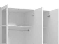 Guardaroba Grande Bianco 9 Ripiani Appendiabiti 160x205h cm, Apertura Battente e Scorrevole - Miazzina