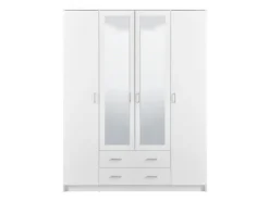 Guardaroba Grande Bianco 9 Ripiani Appendiabiti 160x205h cm, Apertura Battente e Scorrevole - Miazzina