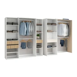 Guardaroba Grande Bianco Rovere Marrone Modulabile 4 Cassetti 354x187h cm, 12 Ripiani - Falcade