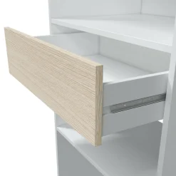 Guardaroba Grande Bianco Rovere Marrone Modulabile 4 Cassetti 354x187h cm, 12 Ripiani - Falcade