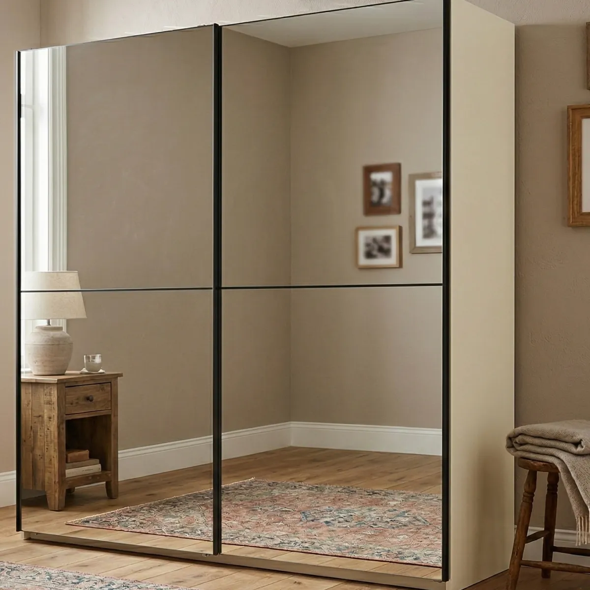 Altri Guardaroba > Dmora Guardaroba Grande Bianco Trasparente Appendiabiti 8 Ripiani 217x210h cm, 2 Ante - Ponso Trasparente, Bianco