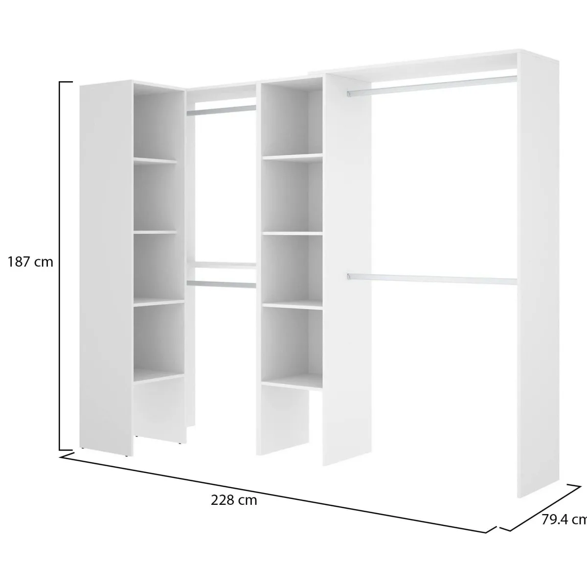 Cabine Armadio|Altri Guardaroba > Dmora Guardaroba grande classico 228x187h cm - Antilope Bianco
