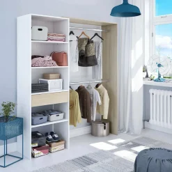 Guardaroba grande classico bianco e rovere 158x187h cm - Amico